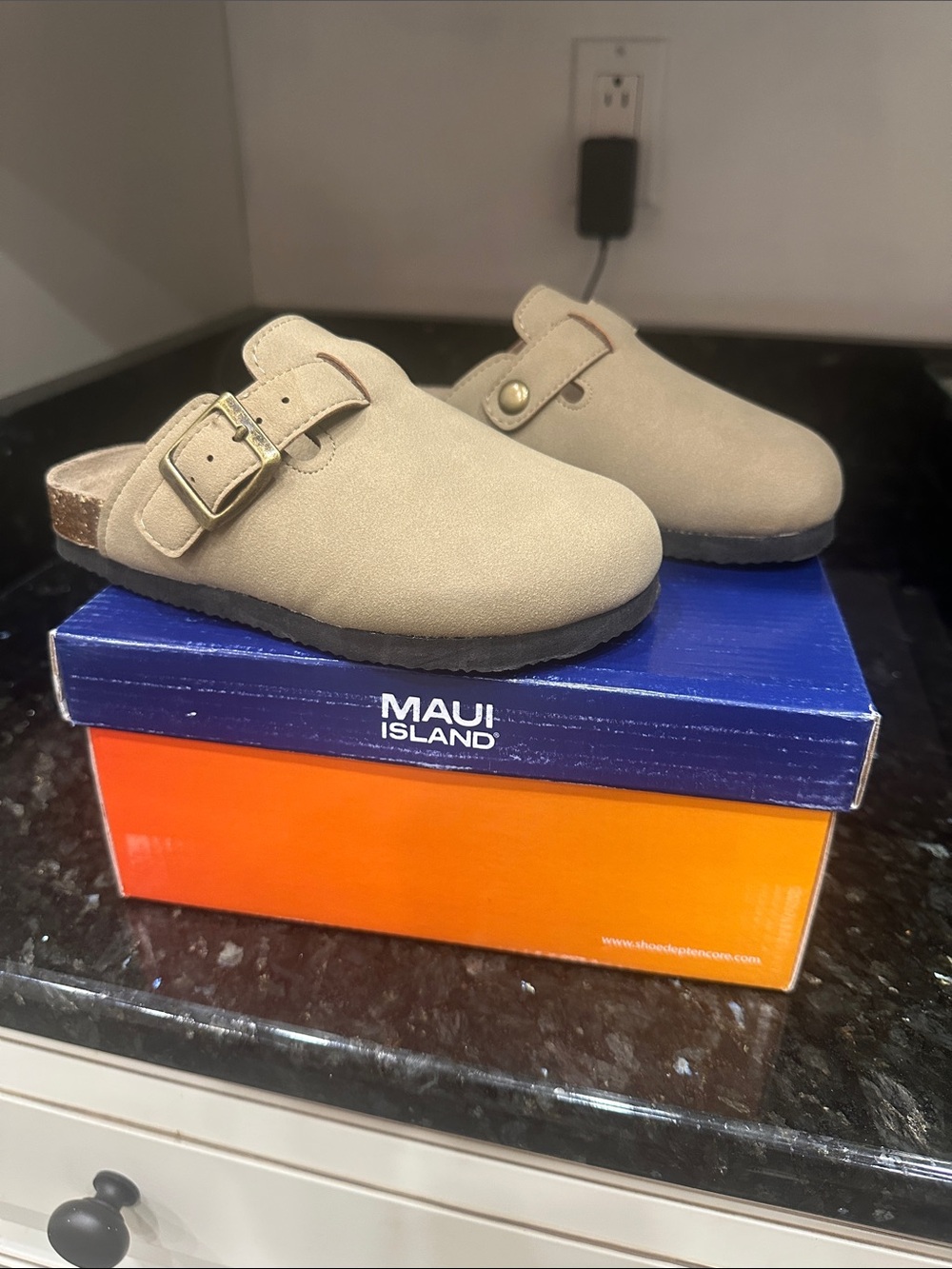 Maui Island Kids Beige Slip-On Clog with Buckle